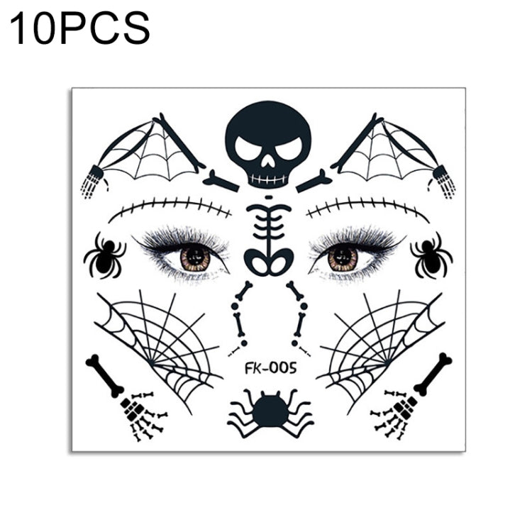 10 PCS Water Transfer Stickers Children Cartoon Halloween Funny Tattoo Stickers Horror Decoration Face Stickers, FK-001, FK-002, FK-003, FK-004, FK-005, FK-006, FK-007, FK-008, FK-009, FK-010, FK-011, FK-012