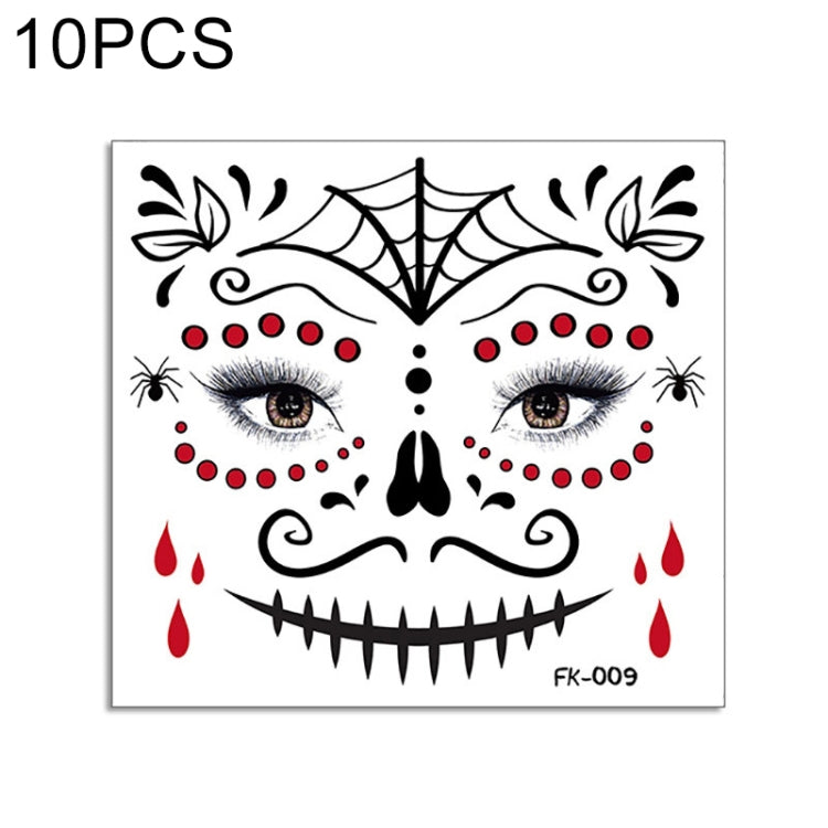 10 PCS Water Transfer Stickers Children Cartoon Halloween Funny Tattoo Stickers Horror Decoration Face Stickers, FK-001, FK-002, FK-003, FK-004, FK-005, FK-006, FK-007, FK-008, FK-009, FK-010, FK-011, FK-012