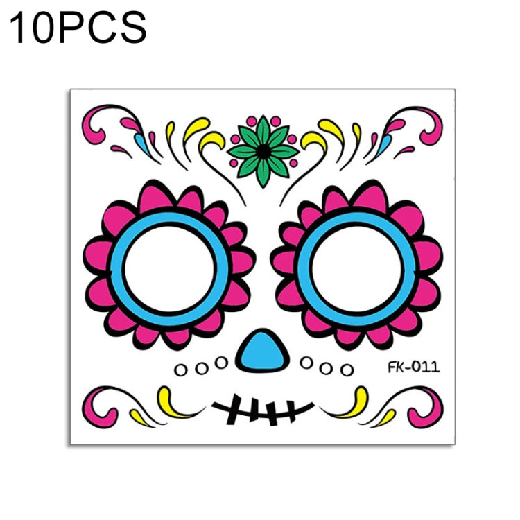 10 PCS Water Transfer Stickers Children Cartoon Halloween Funny Tattoo Stickers Horror Decoration Face Stickers, FK-001, FK-002, FK-003, FK-004, FK-005, FK-006, FK-007, FK-008, FK-009, FK-010, FK-011, FK-012