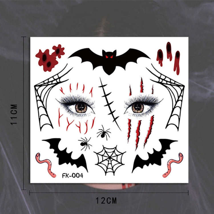 10 PCS Water Transfer Stickers Children Cartoon Halloween Funny Tattoo Stickers Horror Decoration Face Stickers, FK-001, FK-002, FK-003, FK-004, FK-005, FK-006, FK-007, FK-008, FK-009, FK-010, FK-011, FK-012