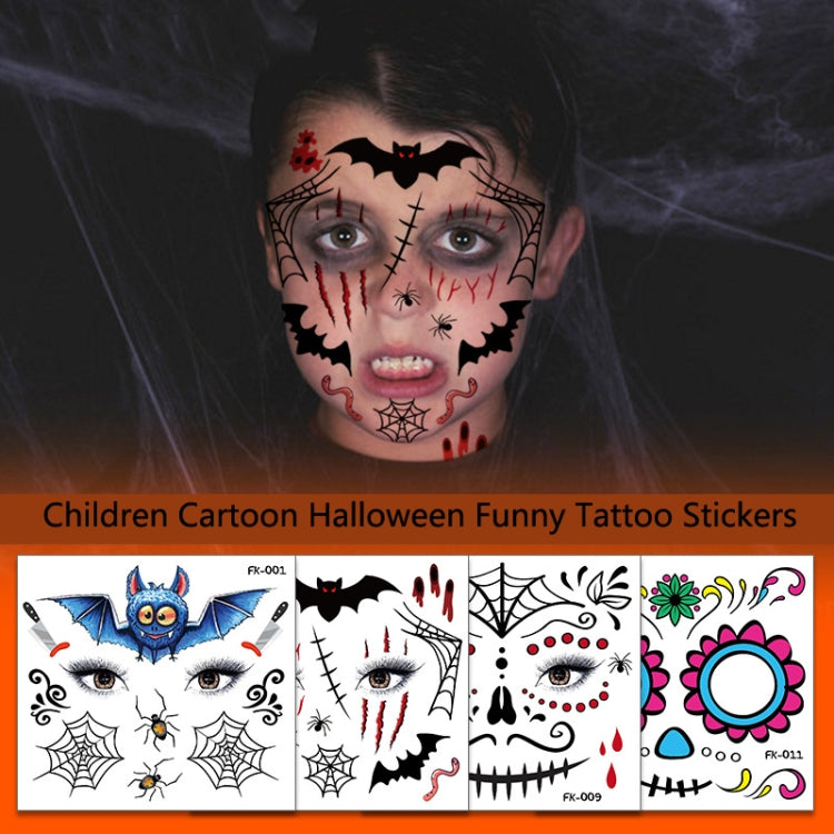 10 PCS Water Transfer Stickers Children Cartoon Halloween Funny Tattoo Stickers Horror Decoration Face Stickers, FK-001, FK-002, FK-003, FK-004, FK-005, FK-006, FK-007, FK-008, FK-009, FK-010, FK-011, FK-012