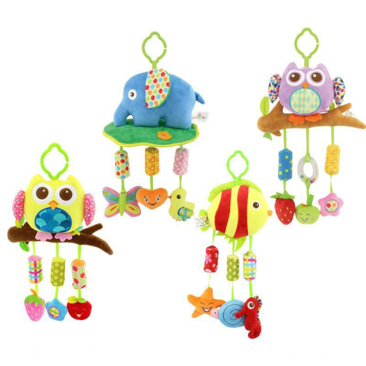 Cute Animal Wind Chimes Baby Toy 0-1 Year Old Bed Hanging Grip Baby Bed Bell, Goldfish, Yellow Owl, Elephant, Purple Owl