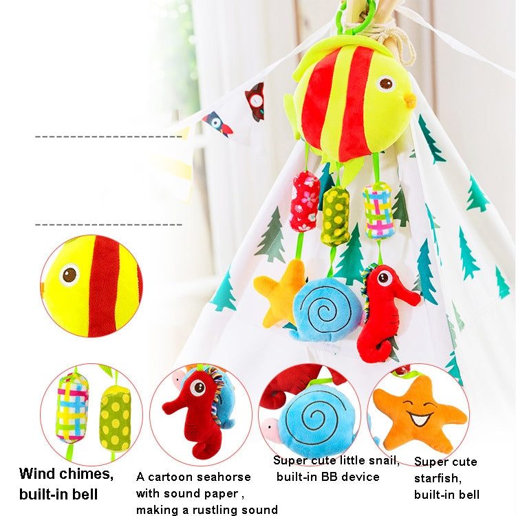 Cute Animal Wind Chimes Baby Toy 0-1 Year Old Bed Hanging Grip Baby Bed Bell, Goldfish, Yellow Owl, Elephant, Purple Owl