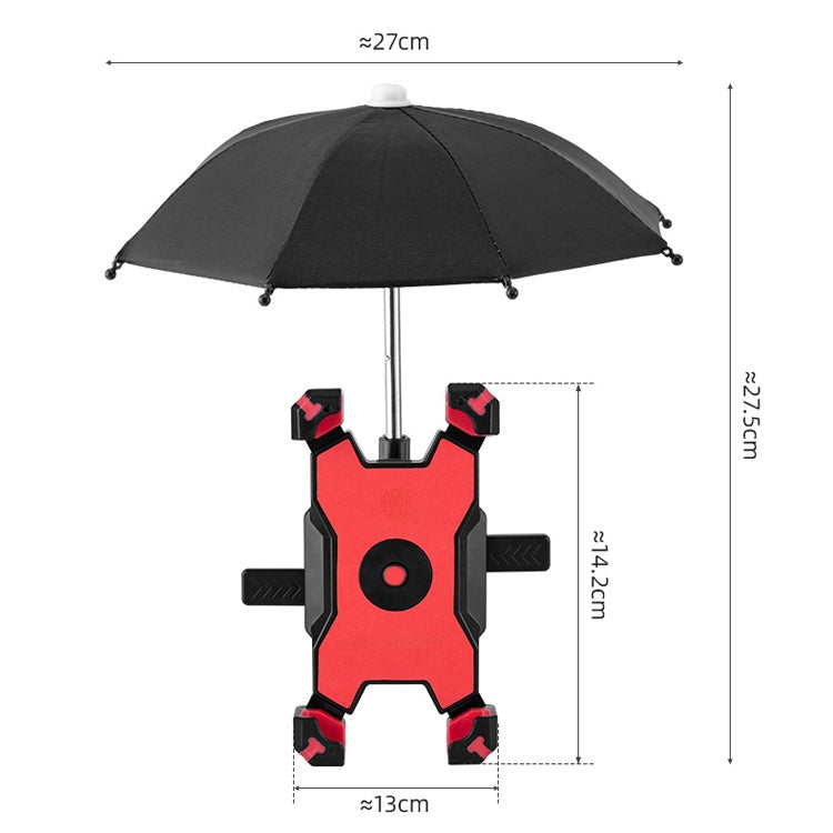 CYCLINGBOX Bicycle Mobile Phone Bracket With Parasol Rider Mobile Phone Frame, Style:, Handlebar Installation (Black), Handlebar Installation (Red), Handlebar Installation (Yellow), Handlebar Installation (Bue), Rearview Mirror Installation (Black)    ...