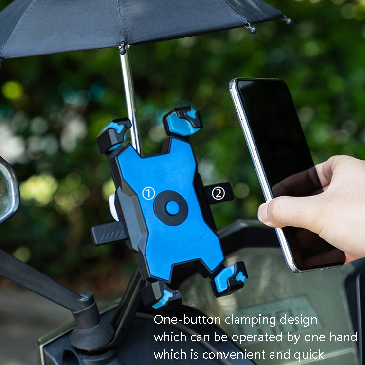 CYCLINGBOX Bicycle Mobile Phone Bracket With Parasol Rider Mobile Phone Frame, Style:, Handlebar Installation (Black), Handlebar Installation (Red), Handlebar Installation (Yellow), Handlebar Installation (Bue), Rearview Mirror Installation (Black)    ...