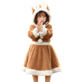 PS4509 Christmas Coral Fleece Animal Costume Christmas Elk Skirt, XS, S, M, L