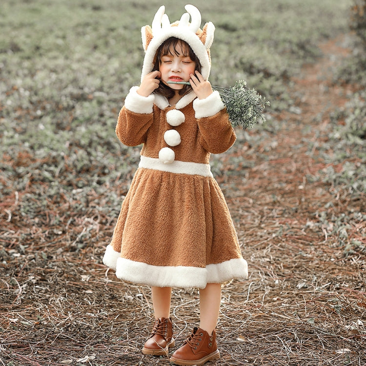 PS4509 Christmas Coral Fleece Animal Costume Christmas Elk Skirt, XS, S, M, L