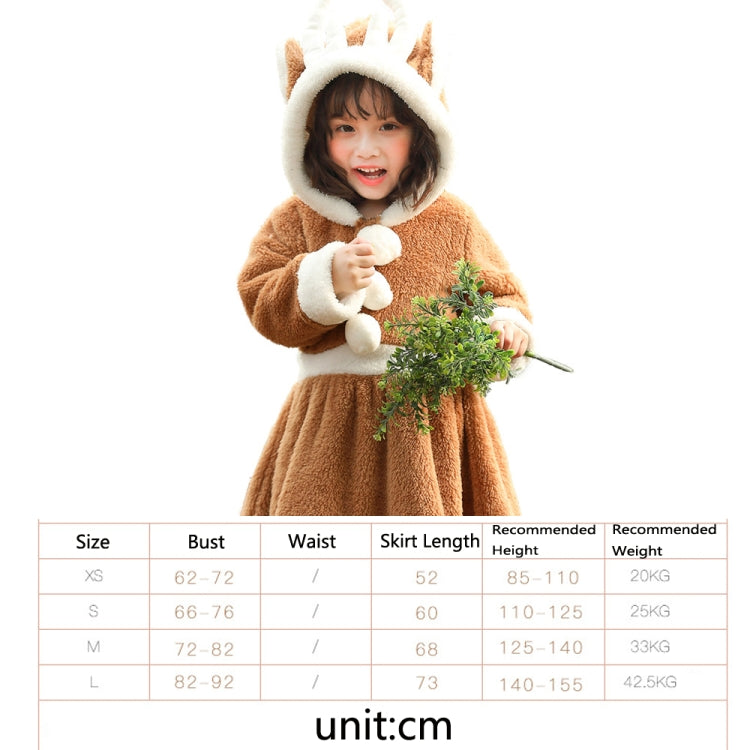 PS4509 Christmas Coral Fleece Animal Costume Christmas Elk Skirt, XS, S, M, L