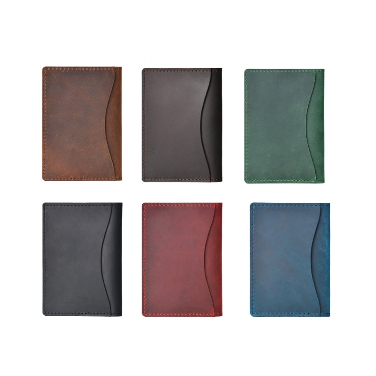 Cowhide Card Holder Simple Bank Card Storage Folder Membership Card Holder Wallet, Crazy Horse Skin Brown, Crazy Horse Skin Coffee, Crazy Horse Skin Ink Green, Crazy Horse Skin Black, Crazy Horse Skin Wine Red, Crazy Horse Skin Blue