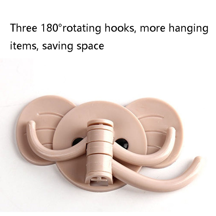 10 PCS Elephant Seamless Hook Three-Hooks Nail-Free Door Rear Hook, Blue, Pink, Green