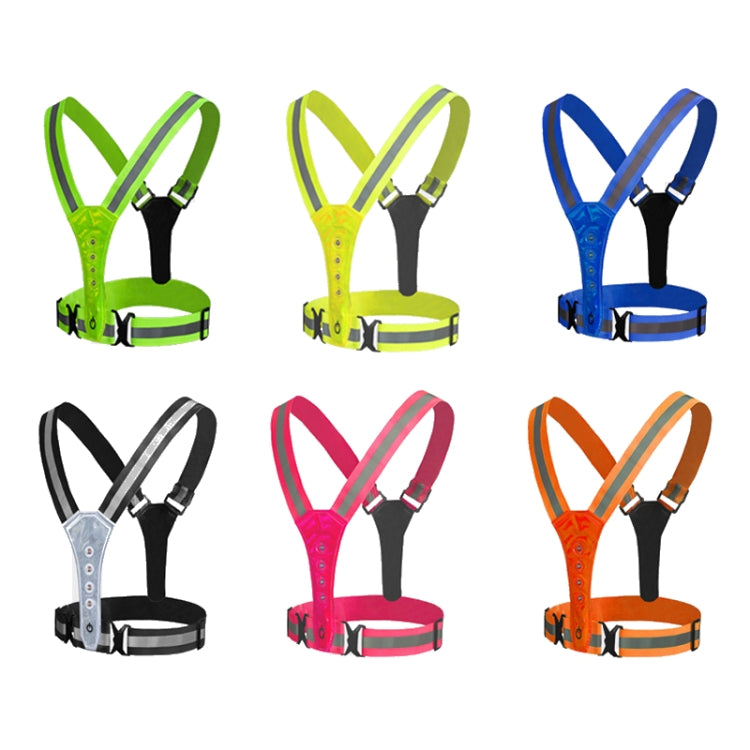 LED Reflective Vest High Stretch Outdoor Reflective Vest Traffic Safety Reflective Clothing, Green, Orange, Blue, Black, Pink, Yellow