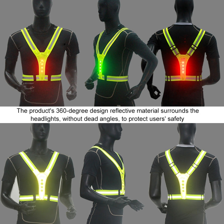 LED Reflective Vest High Stretch Outdoor Reflective Vest Traffic Safety Reflective Clothing, Green, Orange, Blue, Black, Pink, Yellow