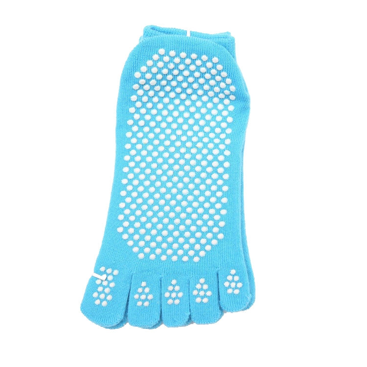 1 Pair Four Seasons Cotton Five-Toed Yoga Socks Silicone Non-Slip Five-Toed Socks, Black, Grey, Purple, Blue, Rose Red