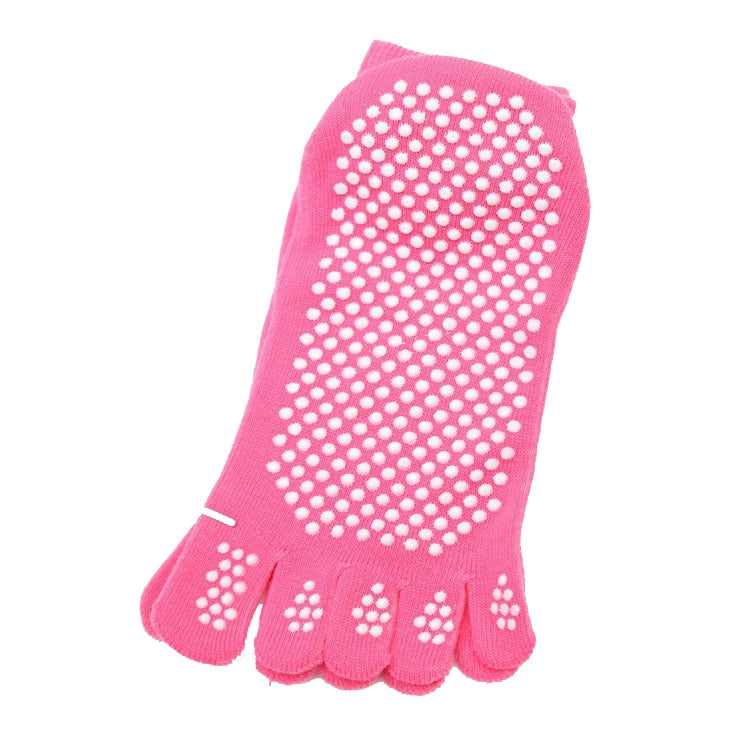 1 Pair Four Seasons Cotton Five-Toed Yoga Socks Silicone Non-Slip Five-Toed Socks, Black, Grey, Purple, Blue, Rose Red