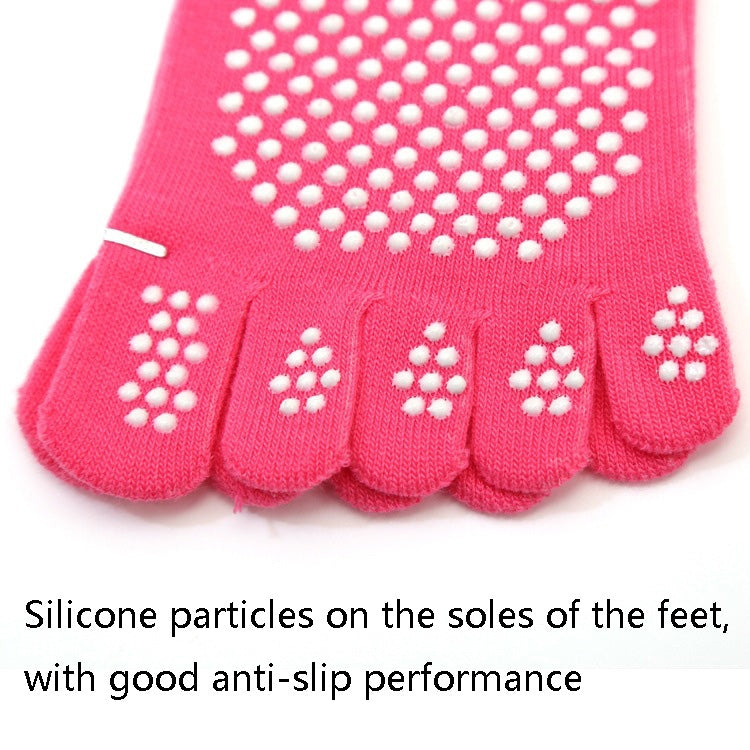 1 Pair Four Seasons Cotton Five-Toed Yoga Socks Silicone Non-Slip Five-Toed Socks, Black, Grey, Purple, Blue, Rose Red