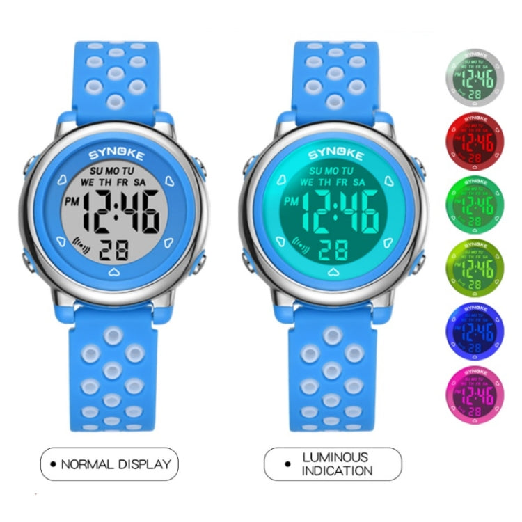 SYNOKE 9112 Waterproof Alarm Luminous Large Screen Colorful Children Digital Watch, Tow-color Black, Two-color Blue, Two-color Rose Red, Two-color Purple