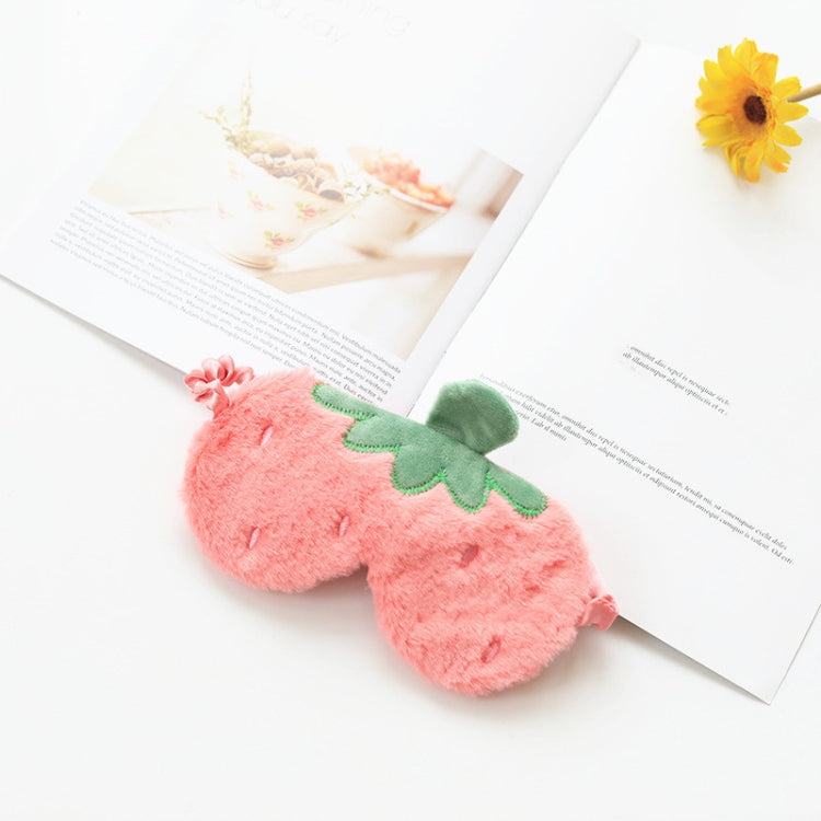 Fruit Plush Eye Mask Cute Soft Girl Sleep Blackout Eye Mask, Strawberry, Pineapple, Carrot, Cactus, Shallow Pink Strawberry