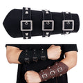 P01994 Men Leather Bracer Personality Punk Riding Arm Guard, Geometry Rivet