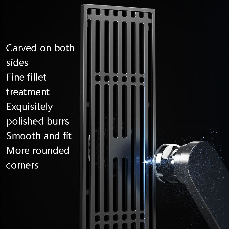 8x30cm Large Displacement Deodorant Straight Rectangular All Copper Floor Drain, 8x30cm Large Floor Drain(Black)