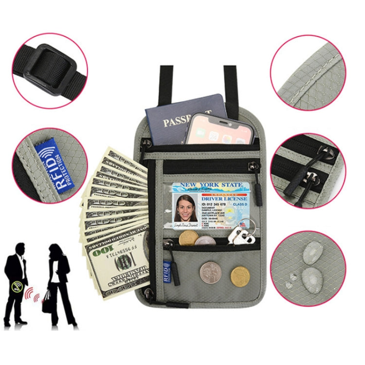 RFID Multi-Function Halter Passport Bag Certificate Protection Cover, Black, Light Grey, Dark Gray, Lake Blue, Rose Red