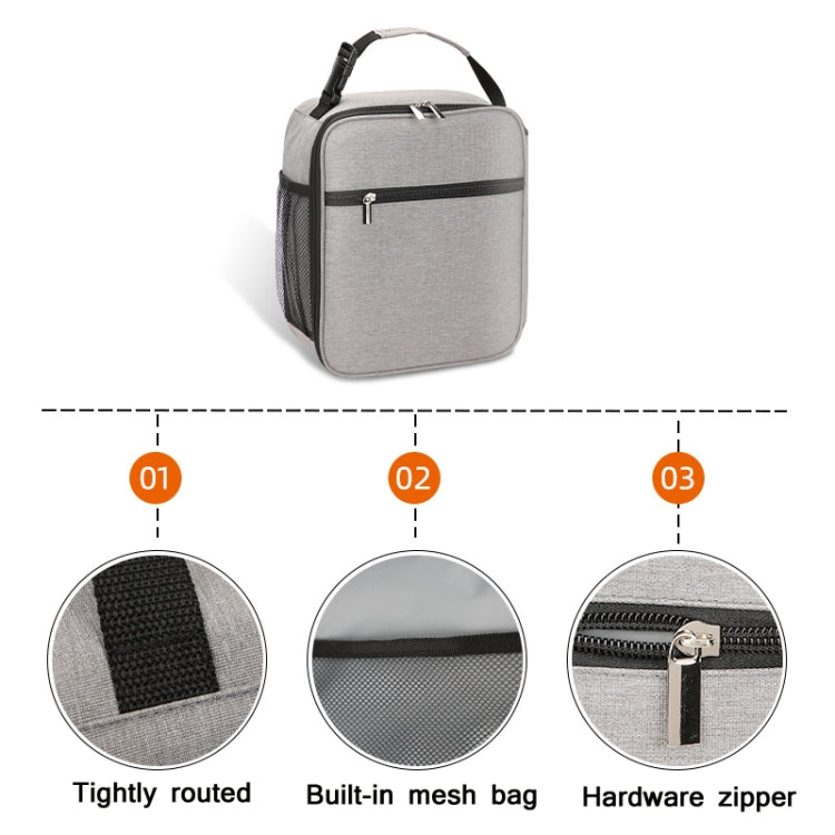 Oxford Cloth Portable Lunch Insulation Bag, Black, White Grey, Grey, Navy, Wine Red