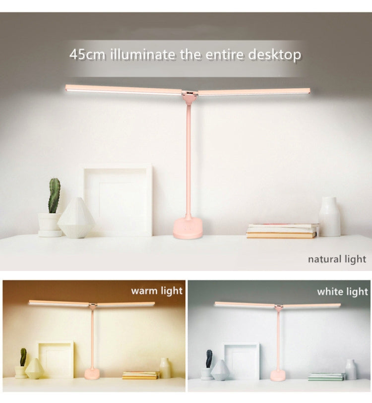 TD5 Double Lamp Head USB Desktop Clip Table Lamp,Style:, Rechargeable Version (White), Rechargeable Version (Pink), Rechargeable Version (Green), Plug-in Version (Black), Plug-in Version (White)