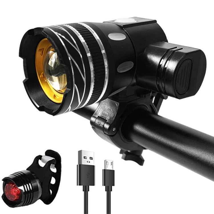 7602 LED USB Charging Telescopic Zoom Bicycle Front Light, Specification:, Headlight, Headlight + 928 Taillight, Headlight + 056 Taillight, Headlight + 313 Taillight, Headlight + Gem Lamp, Headlight +11034 Taillight, Headlight + Laser Taillight        ...