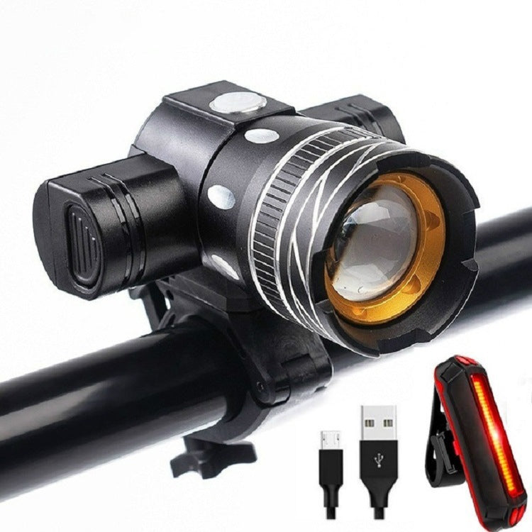 7602 LED USB Charging Telescopic Zoom Bicycle Front Light, Specification:, Headlight, Headlight + 928 Taillight, Headlight + 056 Taillight, Headlight + 313 Taillight, Headlight + Gem Lamp, Headlight +11034 Taillight, Headlight + Laser Taillight        ...