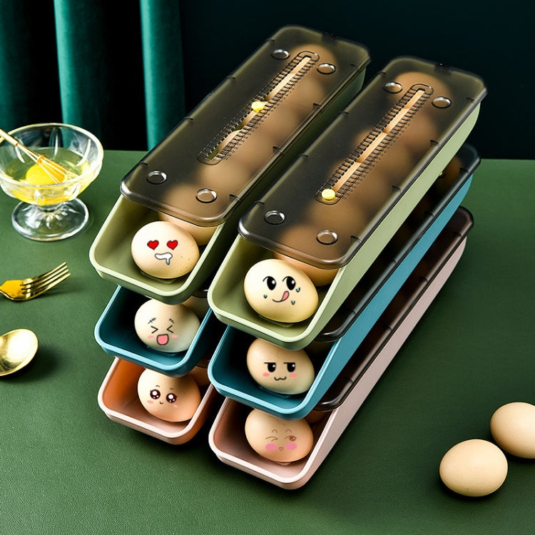 Automatically Fill The Egg Storage Box Refrigerator Fresh-Keeping Box, 1 Layers Green, 1 Layers  Blue, 1 Layers Pink