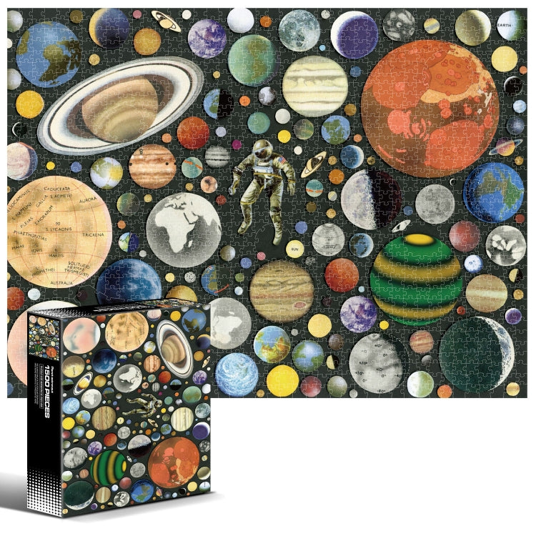 1500 Pieces Irregular Plane Paper Puzzle Jigsaw Toy 80x60cm, Planet Astronaut, Blocks, Christmas Town, Bird House, Skull Doll, Hot Air Balloon