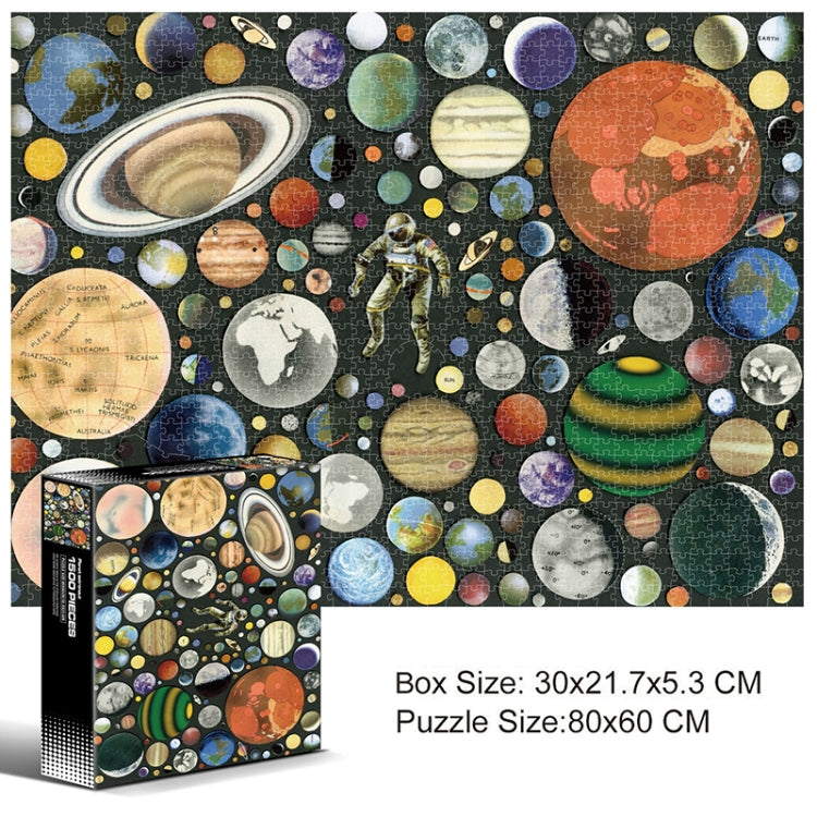 1500 Pieces Irregular Plane Paper Puzzle Jigsaw Toy 80x60cm, Planet Astronaut, Blocks, Christmas Town, Bird House, Skull Doll, Hot Air Balloon