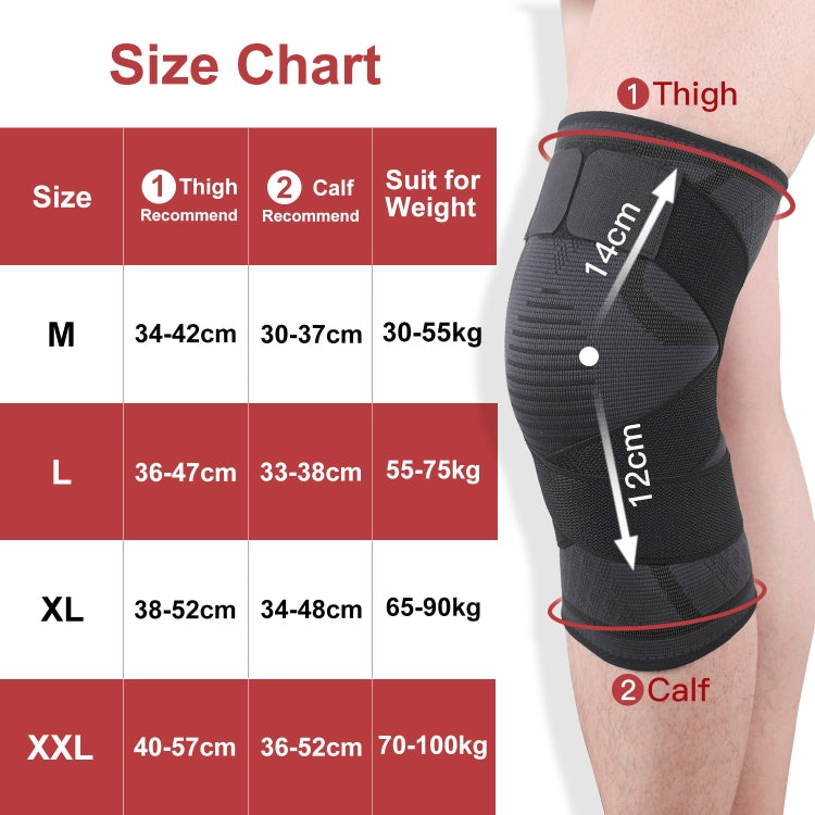Pressurized Tape Knit Sports Knee Pad, M (Red), L (Red), XL (Red), XXL (Red), M (Black), L (Black), XL (Black), XXL (Black)