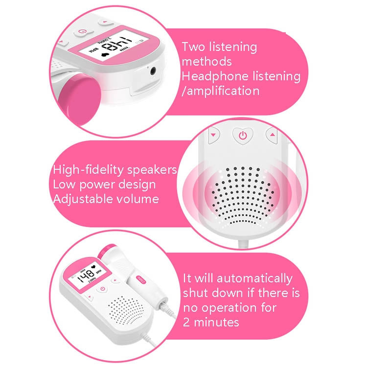 Pregnant Women Home Fetal Heart Rate Monitor, U3-02(Pink)