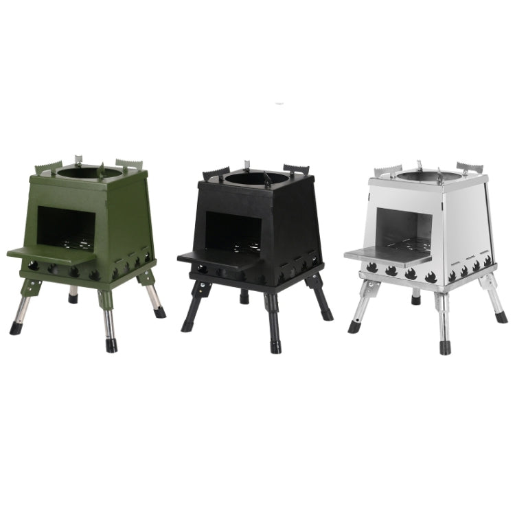 Outdoor Camping Folding Portable Barbecue Wood Stove, Size:, Small (Green), Small (Black), Small (Stainless Steel), Large (Green), Large (Black), Large (Stainless Steel)