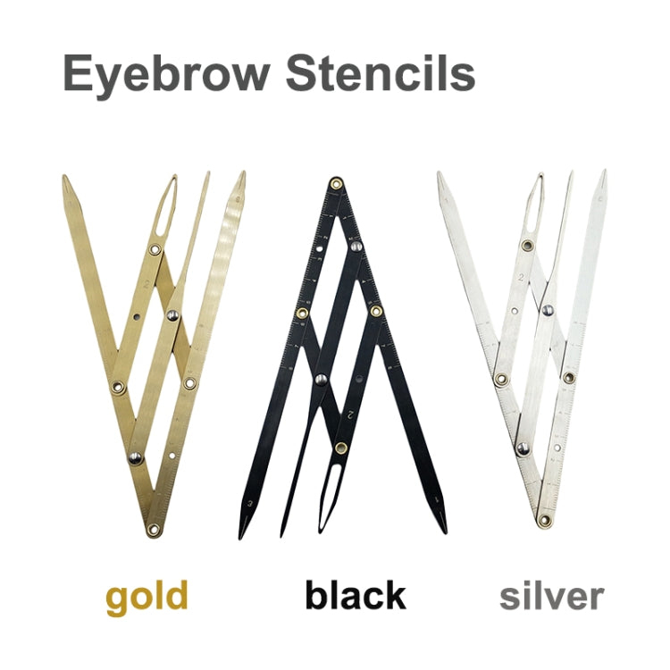 Eyebrow Ruler Three-point Positioning Balance Eyebrow Card, Silver, Black, Gold