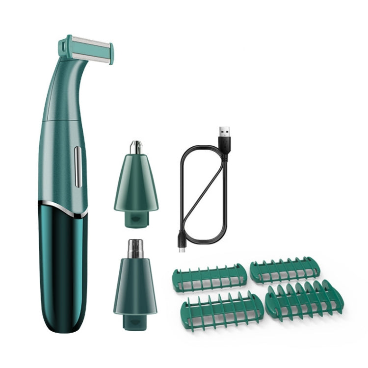 568 USB Electric Shaver Eyebrow Trimmer, Ink Green, Black