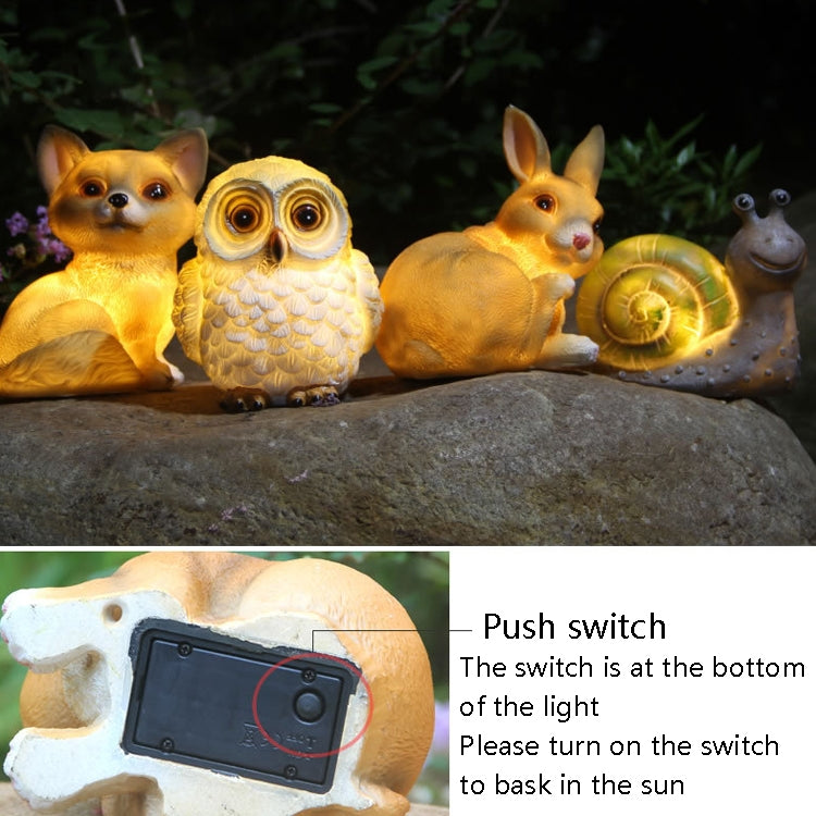 HSR001 Outdoor Solar Animal Resin Lawn Light, Puppy, Bunny, Snail, Little Owl