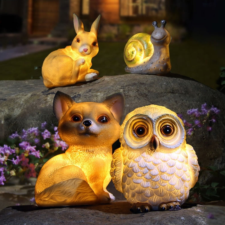HSR001 Outdoor Solar Animal Resin Lawn Light, Puppy, Bunny, Snail, Little Owl