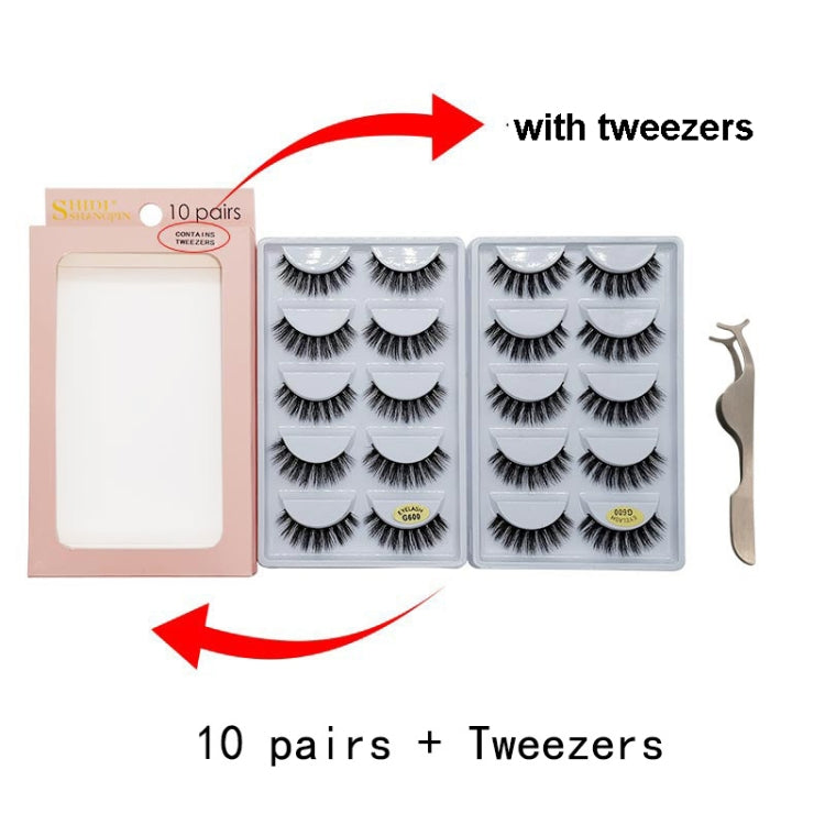 ShiDiShangPin 5 Pairs Mink Fake Eyelashes With Tweezers, G600, G601, G602, G603, G604, G605