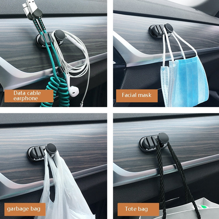 3 PCS Car Sticky Storage Data Cable Hook, Dark Green, Space Silver, Black