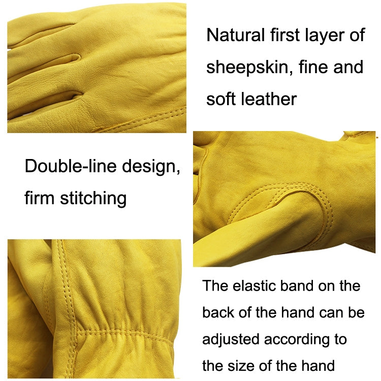 1 Pair JJ-5002 Outdoor Riding Gardening Genuine Leather Safety Gloves, Size:, S, M, L, XL