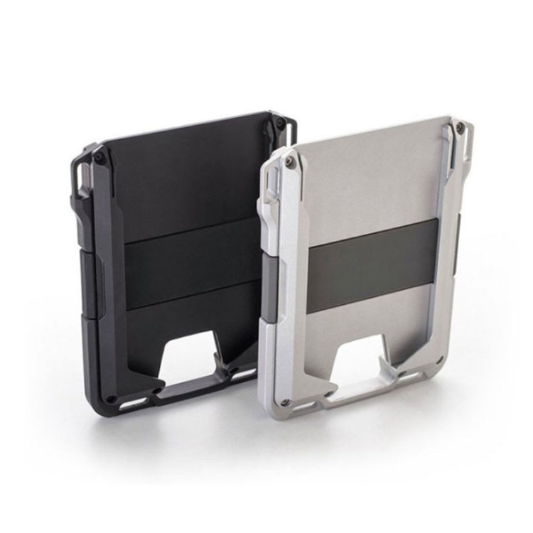 RFID Metal Anti-Theft Credit Card Holder, Black Aluminum Terms, Silver Aluminum Terms, Black Metal + Black Skin, Silver Metal + Black Skin