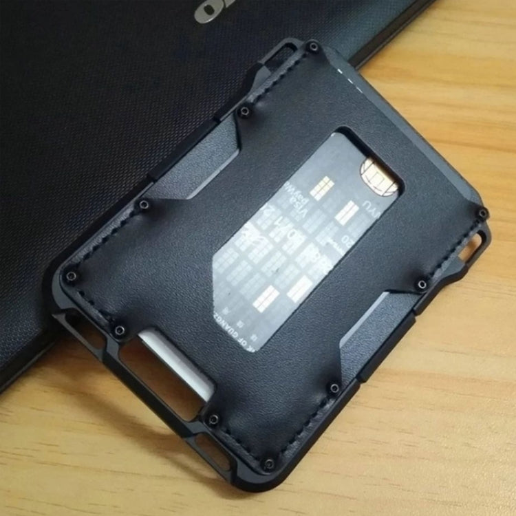 RFID Metal Anti-Theft Credit Card Holder, Black Aluminum Terms, Silver Aluminum Terms, Black Metal + Black Skin, Silver Metal + Black Skin