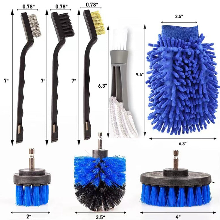 Electric Drill Cleaning Brush Water-Proof Gloves, 18 PCS / Set