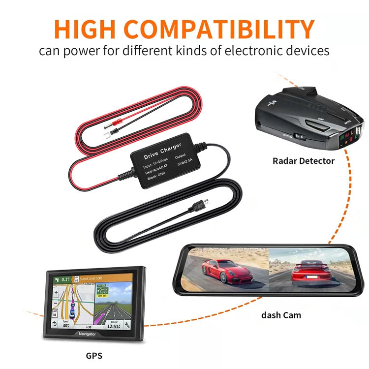 C301 12V to 5V Car ACC Takes Electricity Buck Cables, Model: MINI Straight Buck Cable + 1 x Take Appliance, Buckle + 4 x Take Appliance, MINI