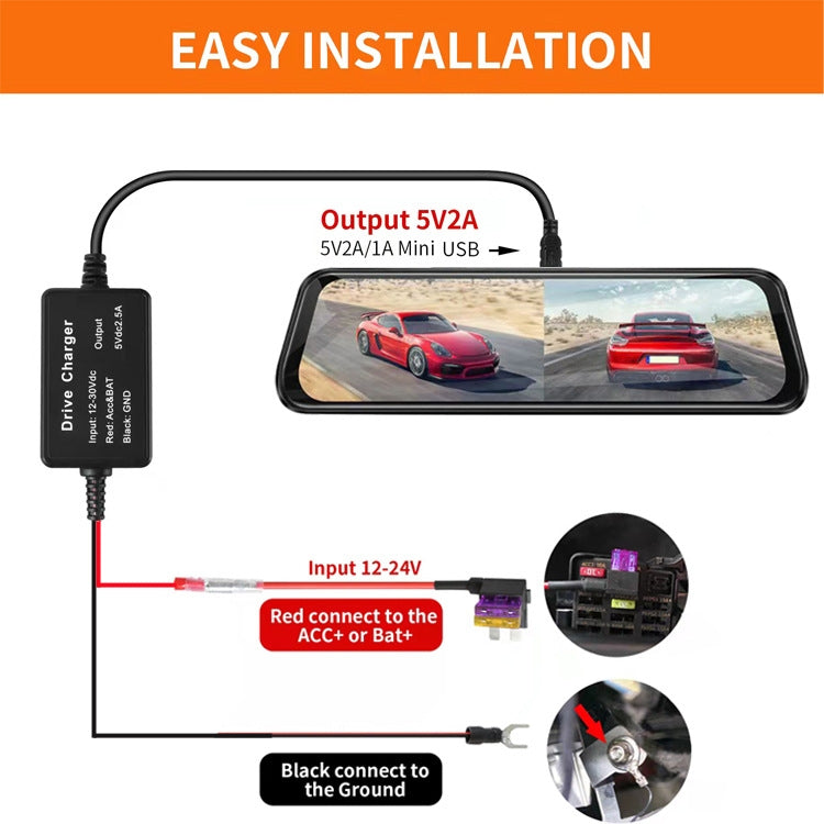 C301 12V to 5V Car ACC Takes Electricity Buck Cables, Model: MINI Straight Buck Cable + 1 x Take Appliance, Buckle + 4 x Take Appliance, MINI