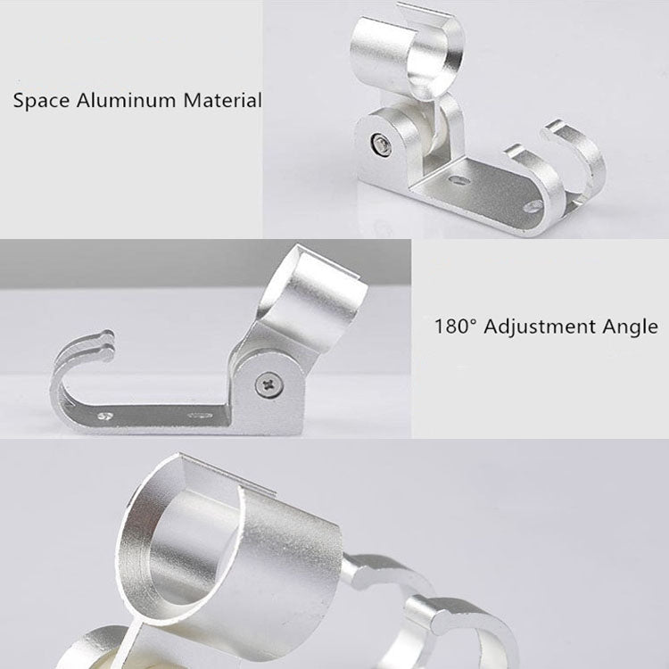 Space Aluminum Shower Base Bracket, With Hook, Curved Seat
