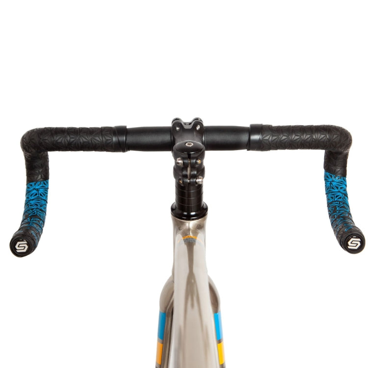 JH085 Chrysanthemum Pattern Shock Absorption Gradient Color Bicycle Handlebar, Black Bottom White Print, Black Bottom Red Print, Black Bottom Fluorescent Yellow Printing, Black Bottom Pink Printing, Black Bottom Blue Printing, Black Bottom Cyan Print  ...