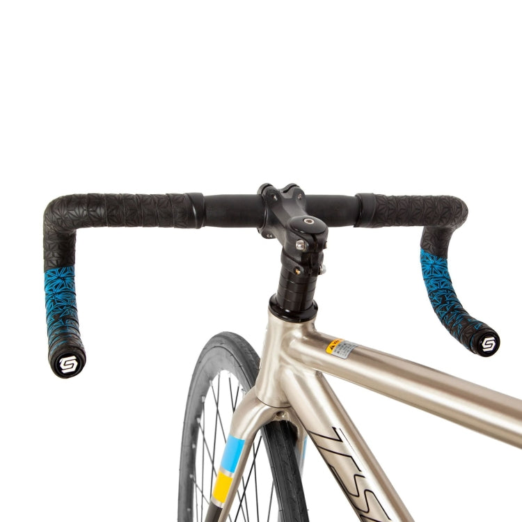 JH085 Chrysanthemum Pattern Shock Absorption Gradient Color Bicycle Handlebar, Black Bottom White Print, Black Bottom Red Print, Black Bottom Fluorescent Yellow Printing, Black Bottom Pink Printing, Black Bottom Blue Printing, Black Bottom Cyan Print  ...