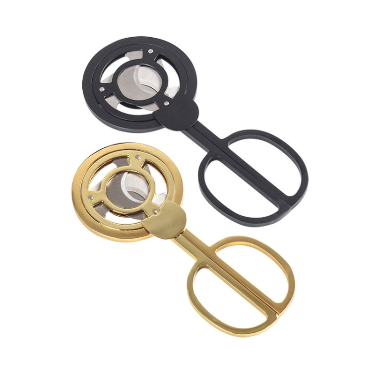 C889 Windmill Round Stainless Steel Cigar Cutter, Black, Gold